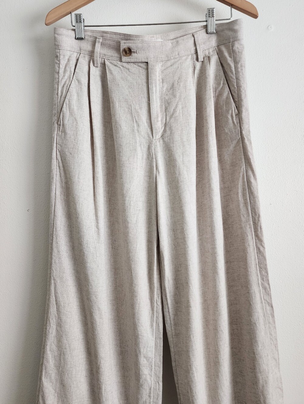 Banana Republic Factory Flax Linen Blend Pleated Wide Leg Pants Size 8 Trouser - Picture 4 of 16